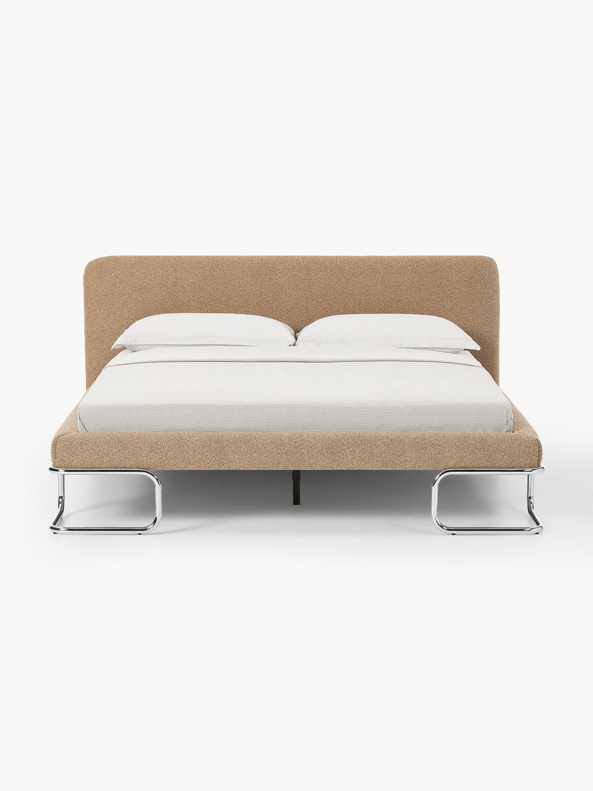 Olinda Bouclé Upholstered Bed with Metal Legs