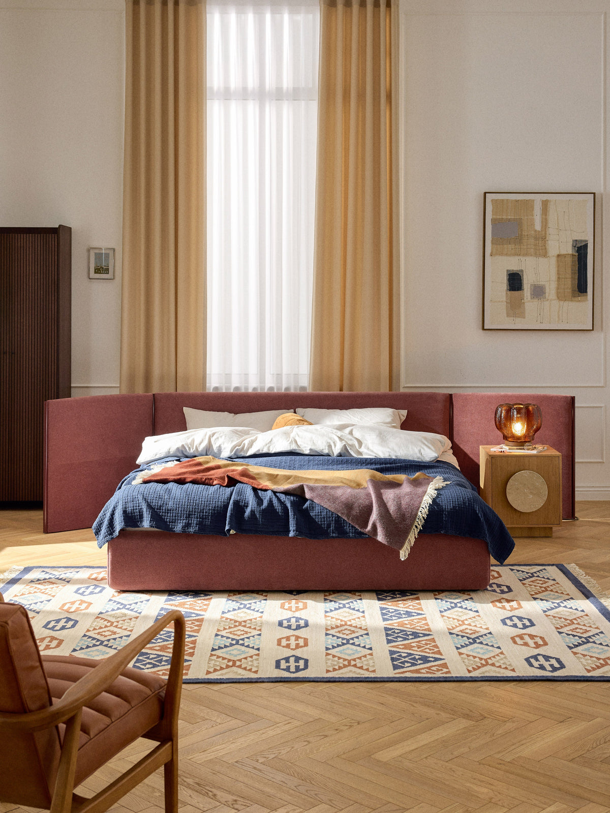 Ottis Upholstered Bed with Folding Headboard