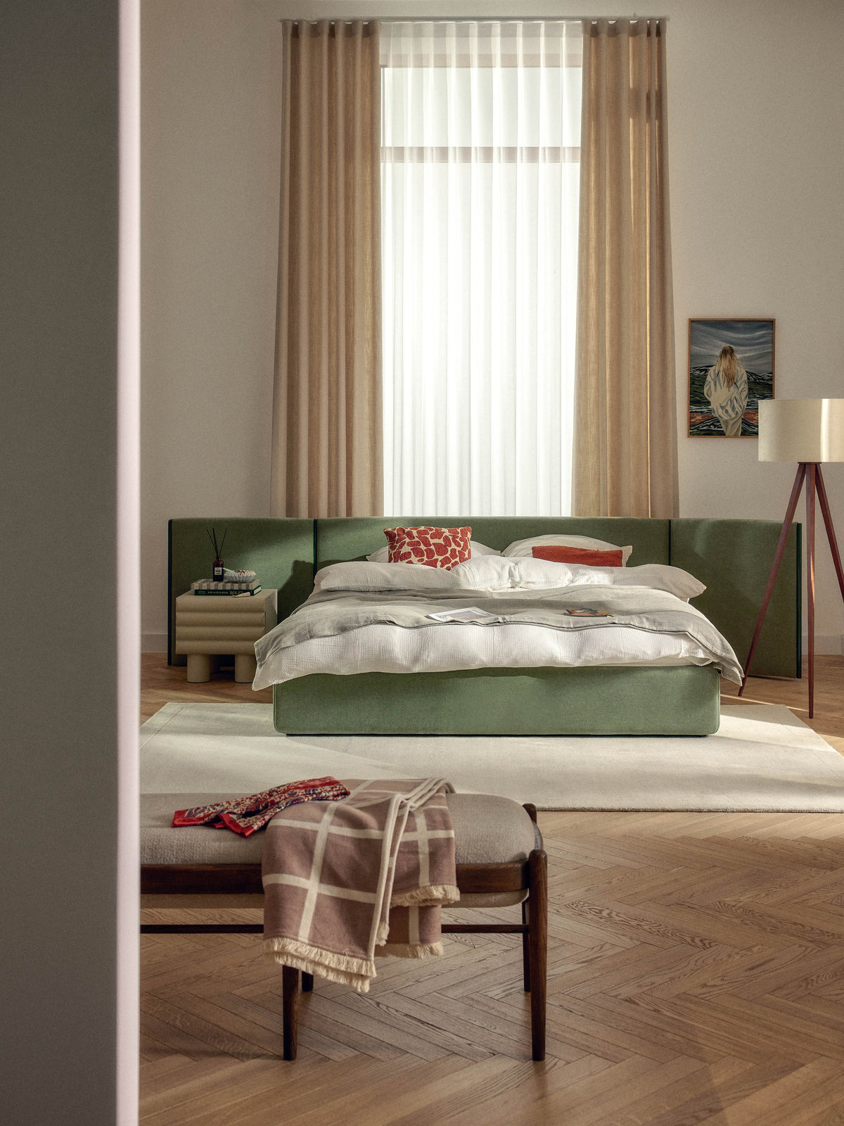 Ottis Upholstered Bed with Folding Headboard