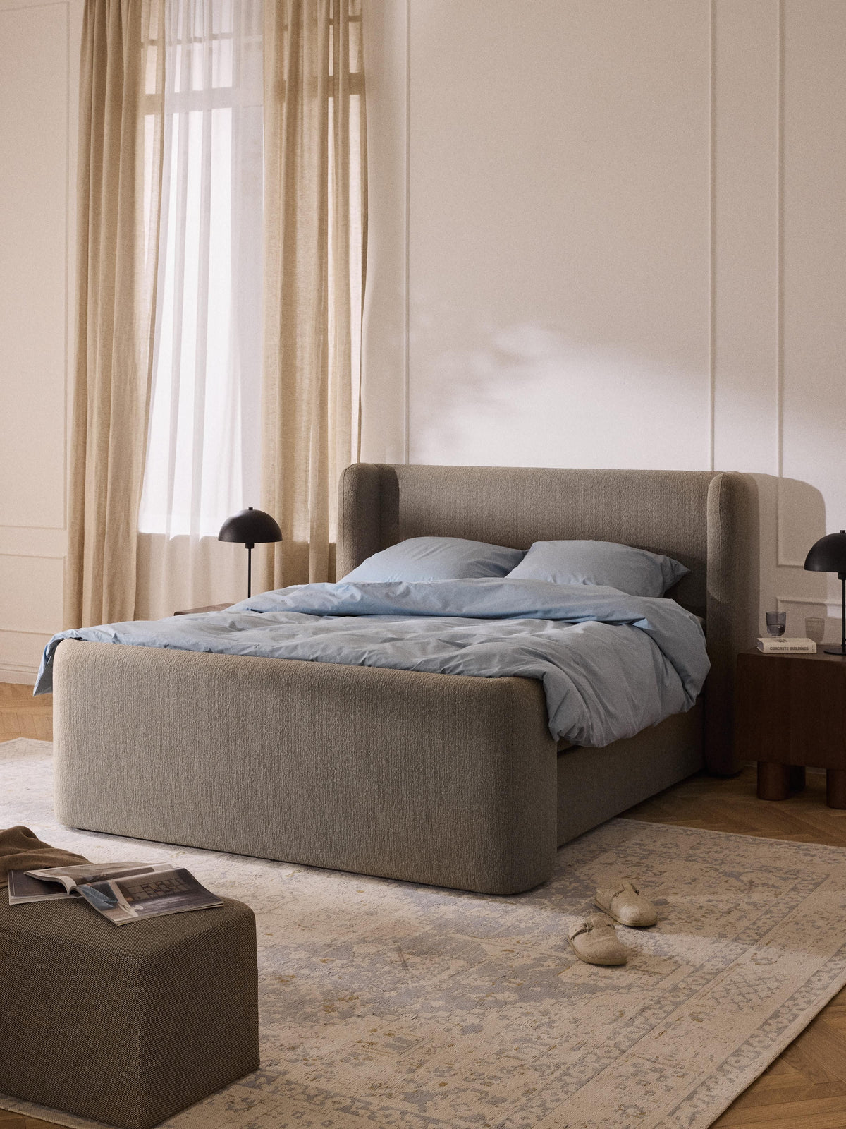 Perlia Bouclé Box Spring Bed