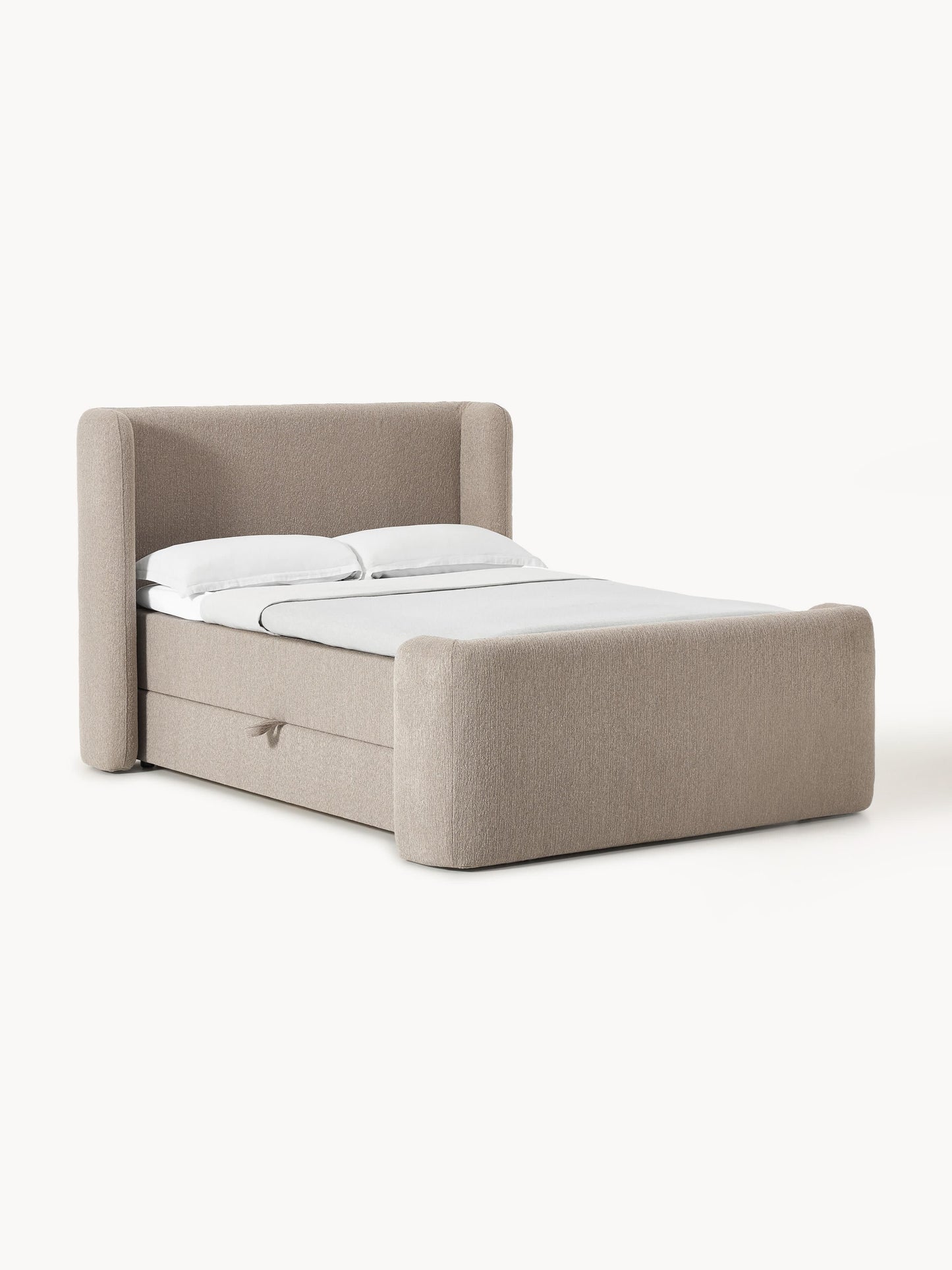 Perlia Bouclé Box Spring Bed with Storage