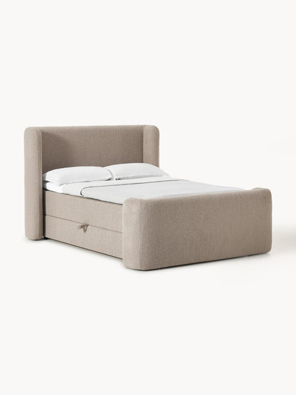 Perlia Bouclé Box Spring Bed with Storage
