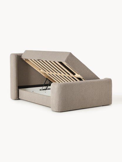 Perlia Bouclé Box Spring Bed with Storage