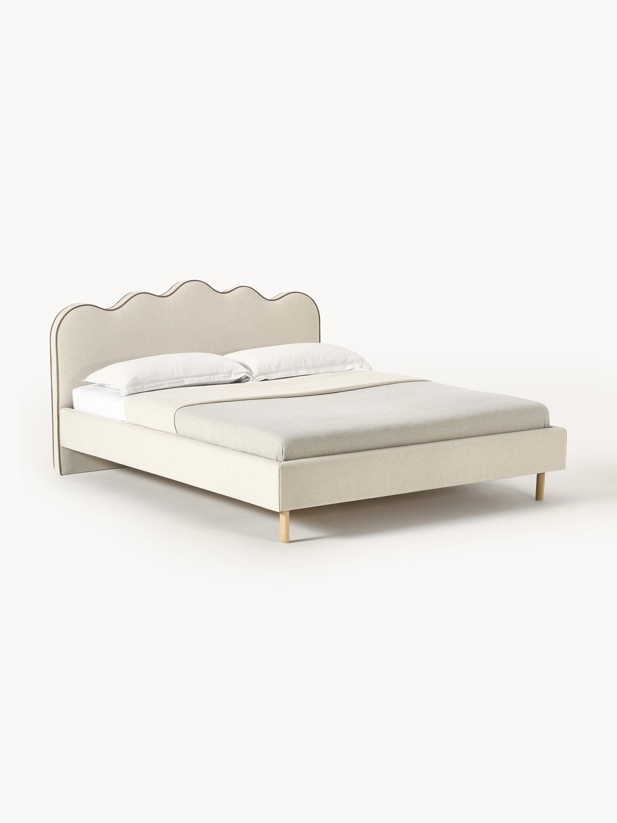 Romina Upholstered Bed with Wavy Headboard