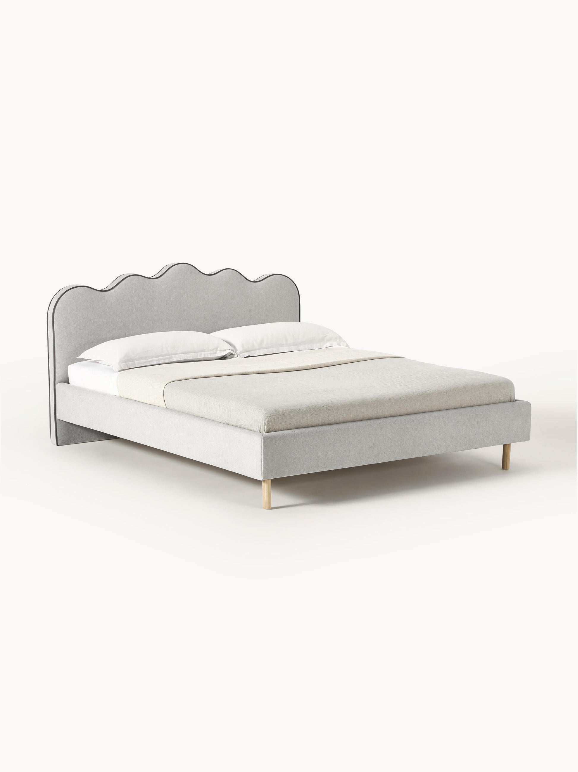 Romina Upholstered Bed with Wavy Headboard