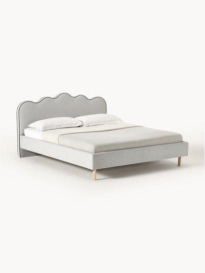 Romina Upholstered Bed with Wavy Headboard