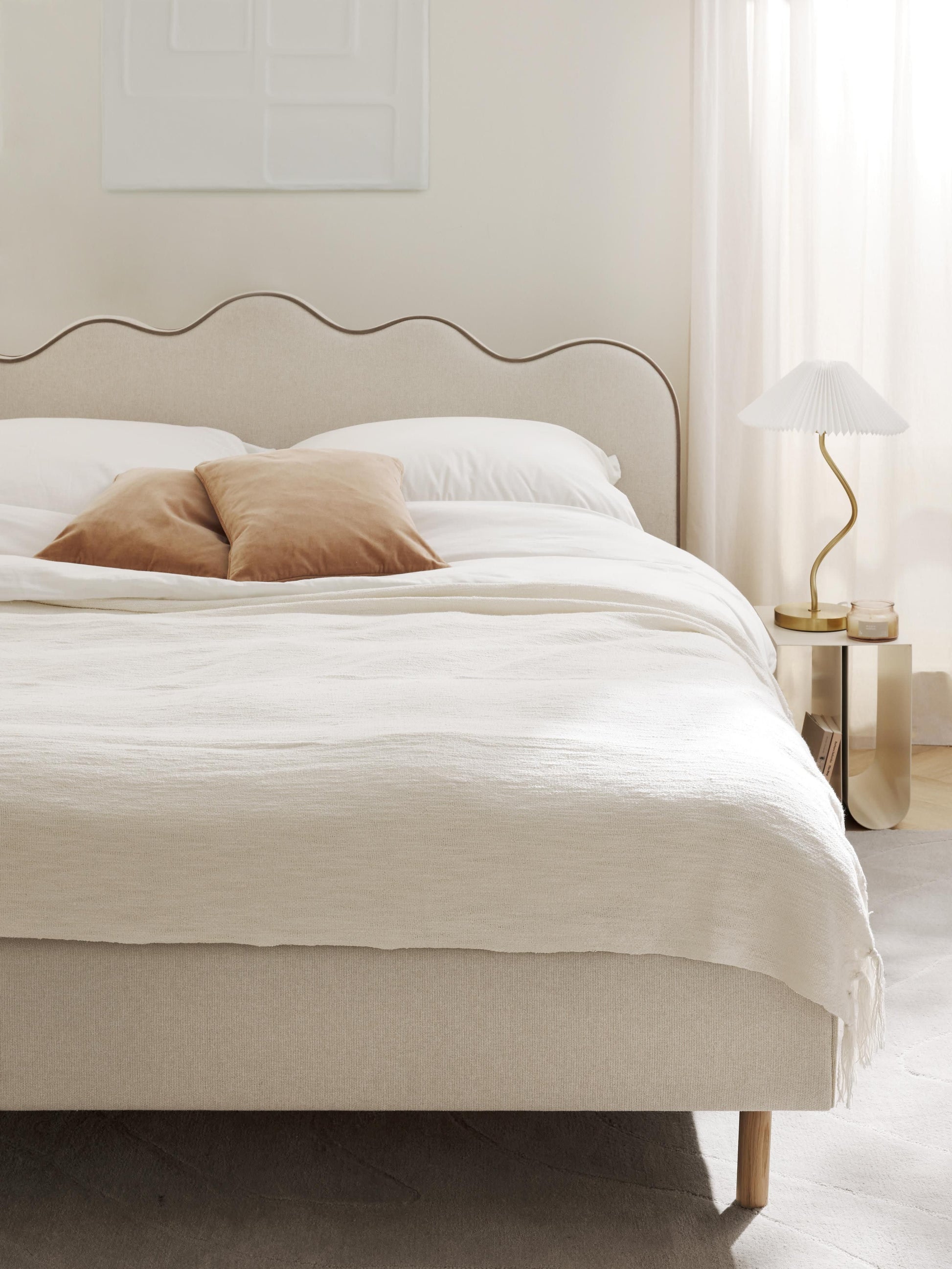 Romina Upholstered Bed with Wavy Headboard