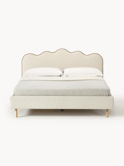 Romina Upholstered Bed with Wavy Headboard