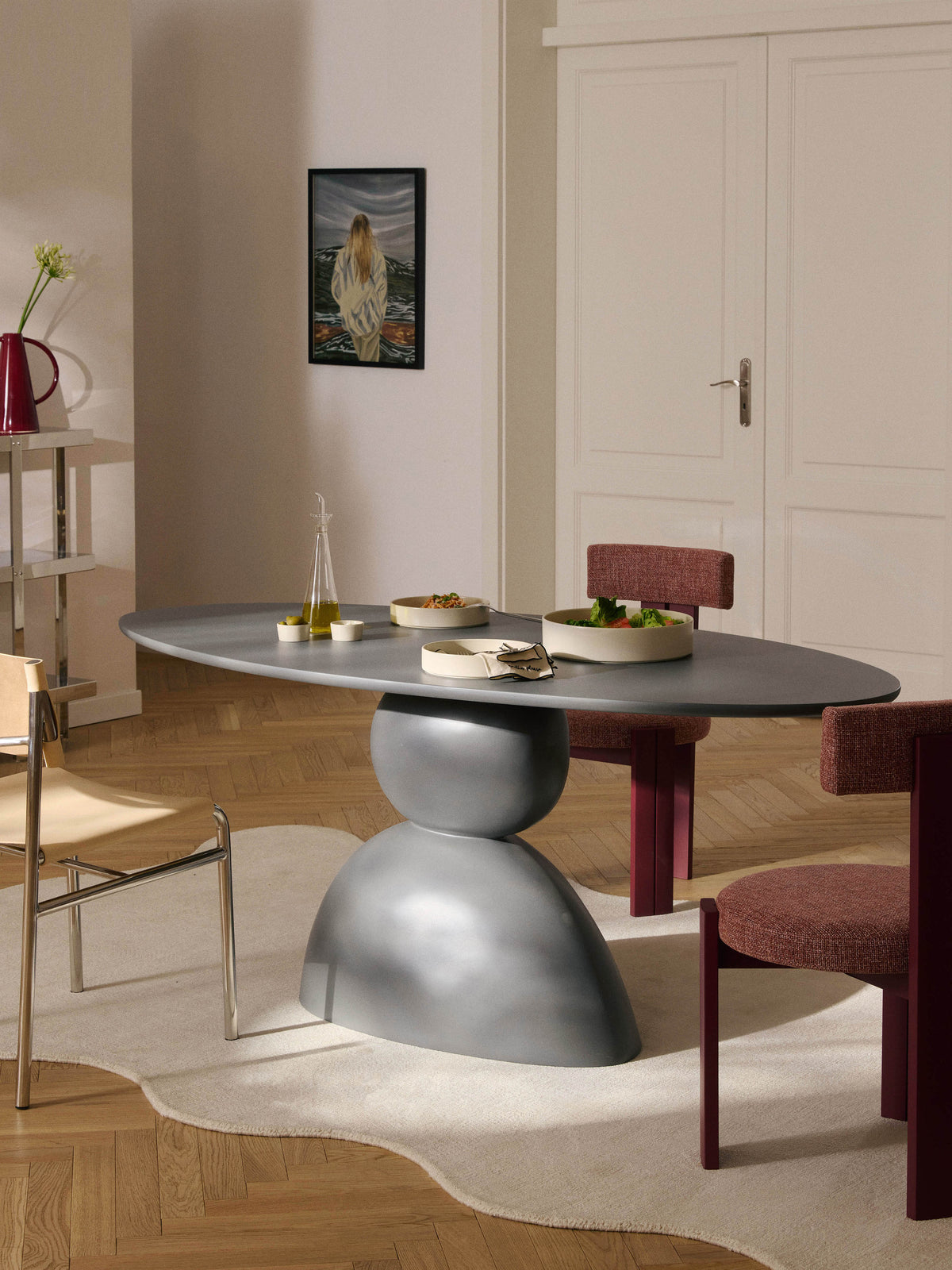 Sahrina Oval Dining Table with Organic Design, 180 x 90 cm