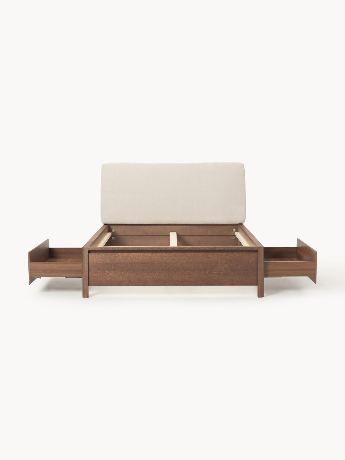 Santino Wooden Bed with Upholstered Headboard and Drawers