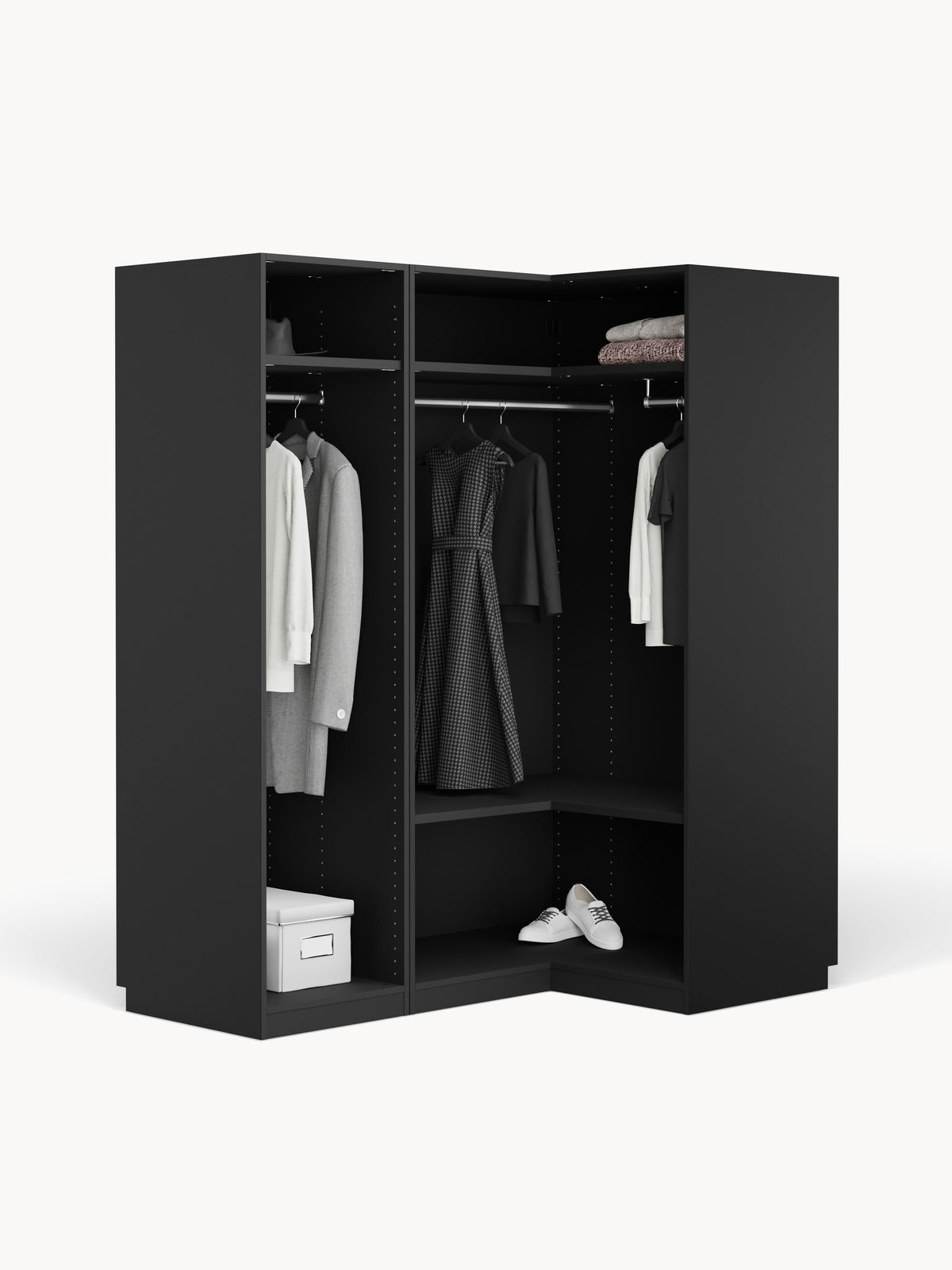Simona Modular Corner Wardrobe, 165 cm Wide, in Various Sizes