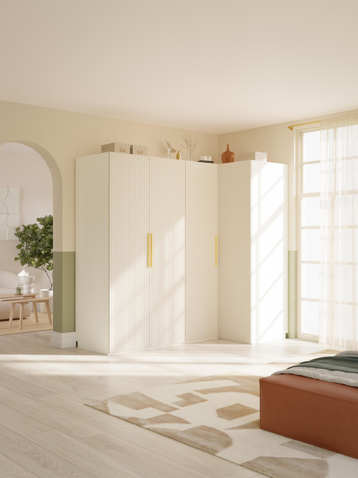 Simona Modular Corner Wardrobe, 215 cm Wide, in Various Sizes