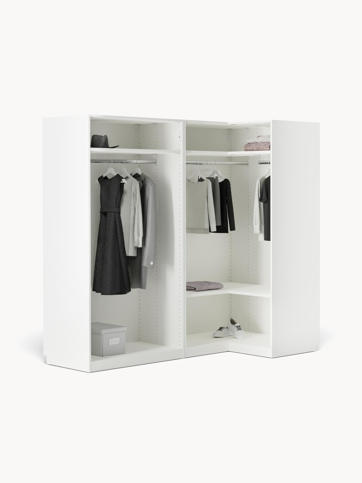 Simona Modular Corner Wardrobe, 215 cm Wide, in Various Sizes