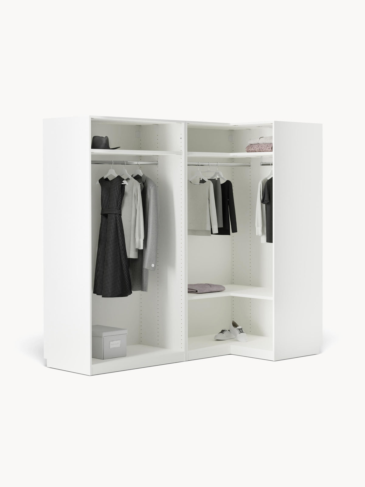 Simona Modular Corner Wardrobe, 215 cm Wide, in Various Sizes