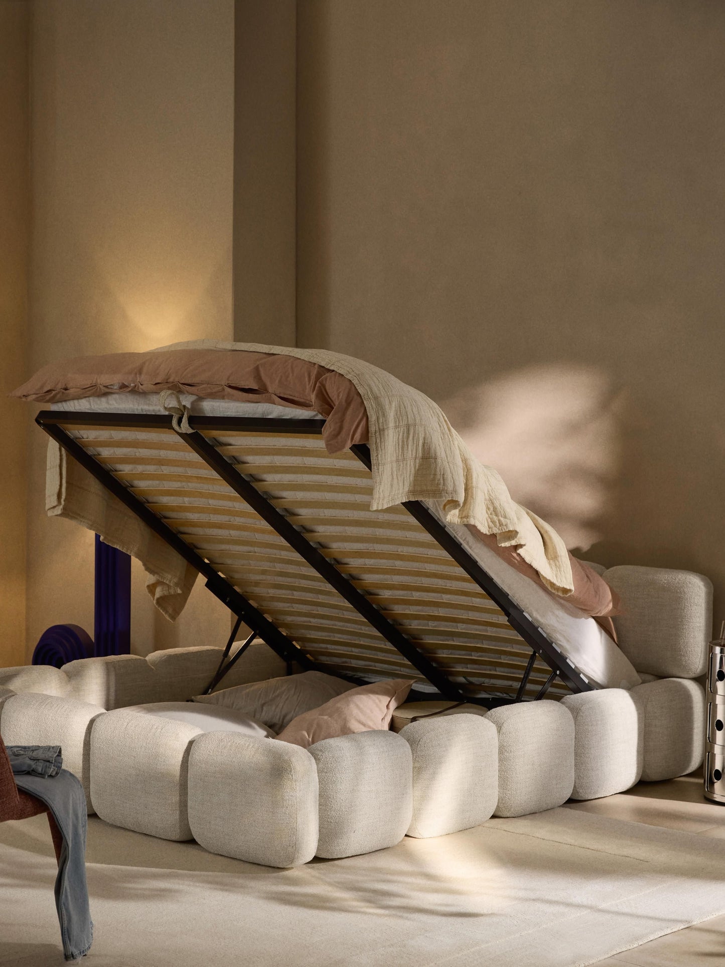 Taylin Upholstered Bed in Bouclé with Storage