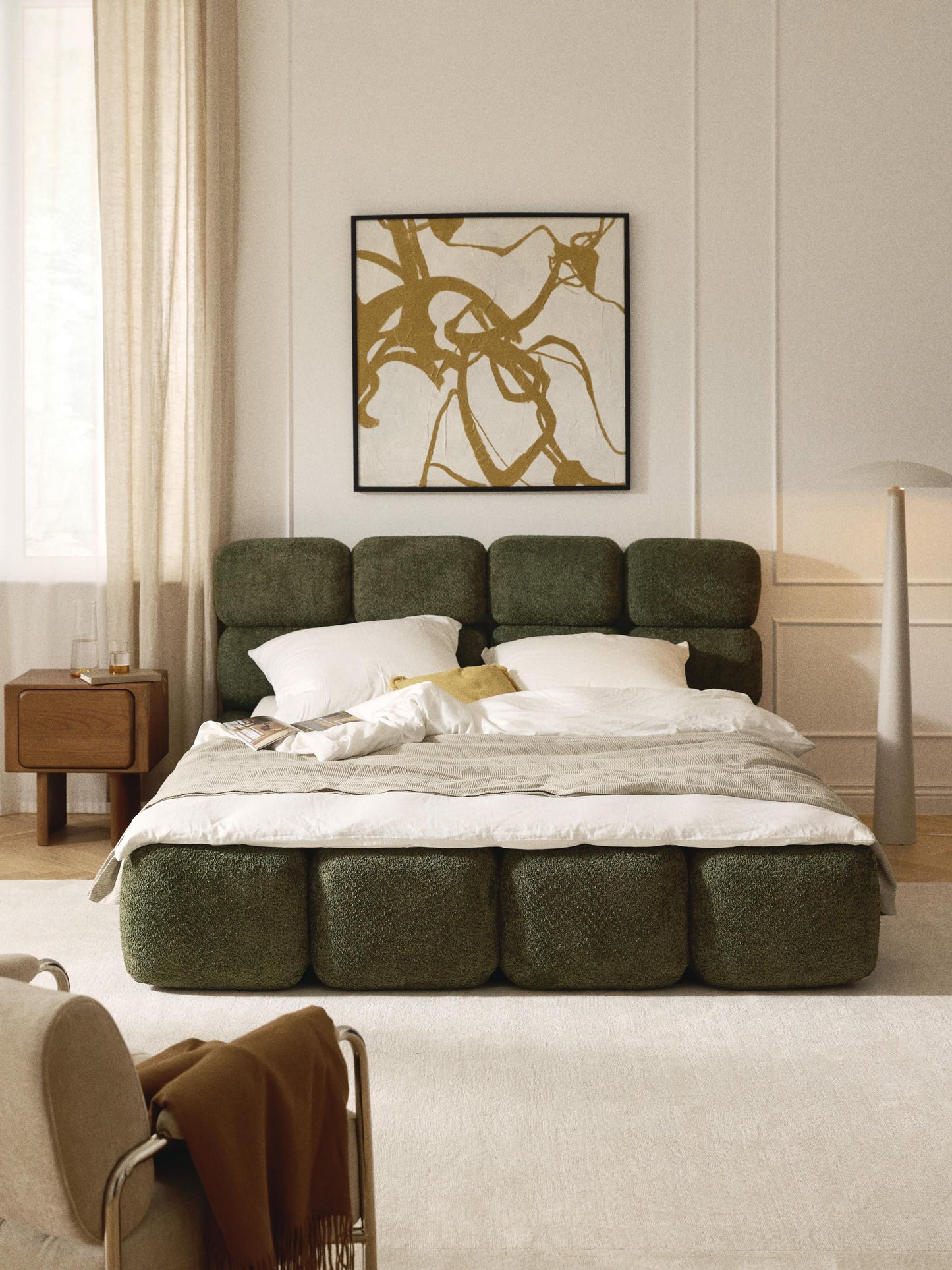 Taylin Upholstered Bed in Teddy Bouclé