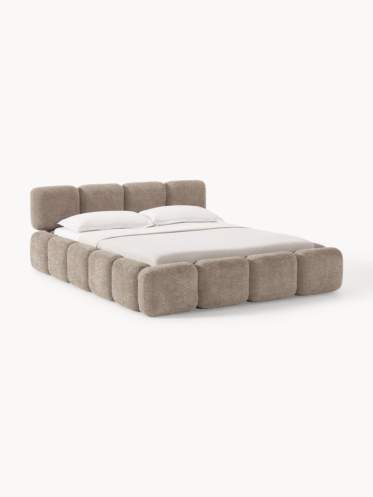Taylin Upholstered Bed in Teddy Bouclé with Storage