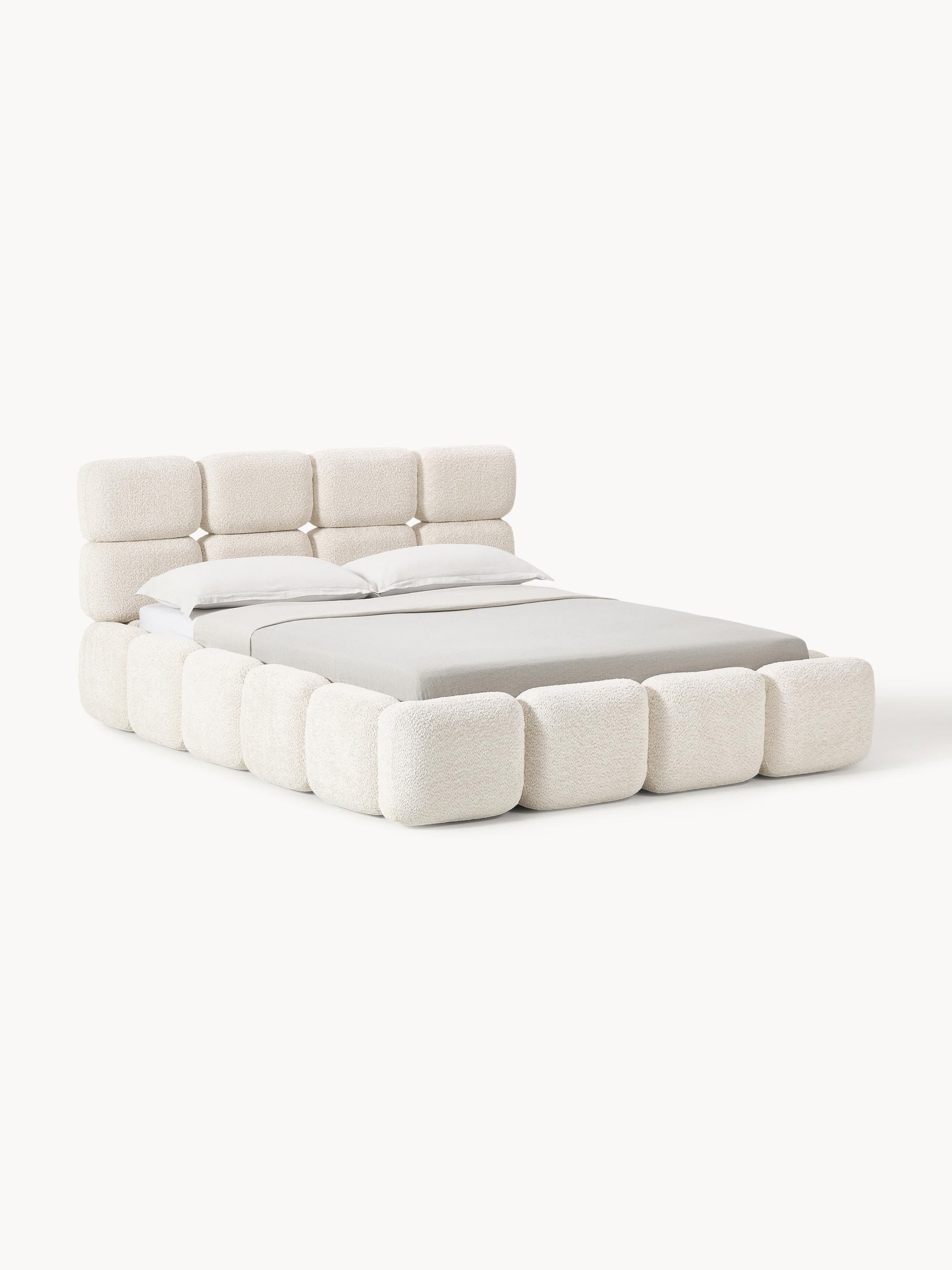 Taylin Upholstered Bed in Teddy Bouclé with Storage