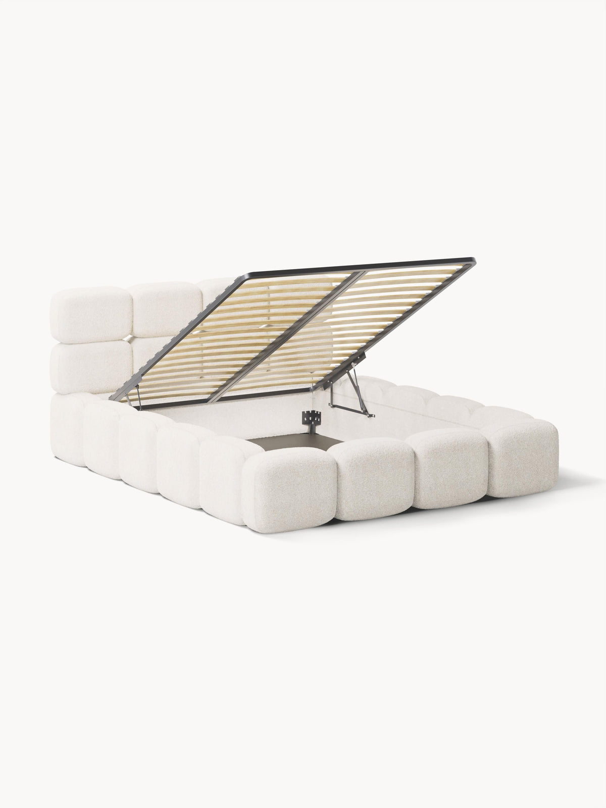 Taylin Upholstered Bed in Teddy Bouclé with Storage