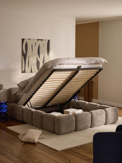 Taylin Upholstered Bed in Teddy Bouclé with Storage