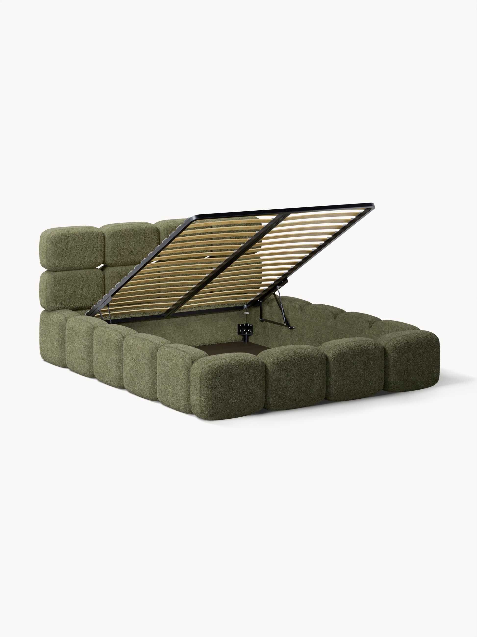 Taylin Upholstered Bed in Teddy Bouclé with Storage