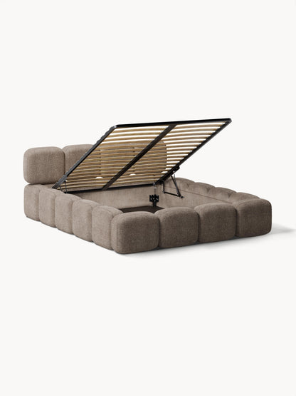 Taylin Upholstered Bed in Teddy Bouclé with Storage