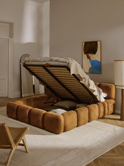 Taylin Upholstered Bed in Teddy Bouclé with Storage