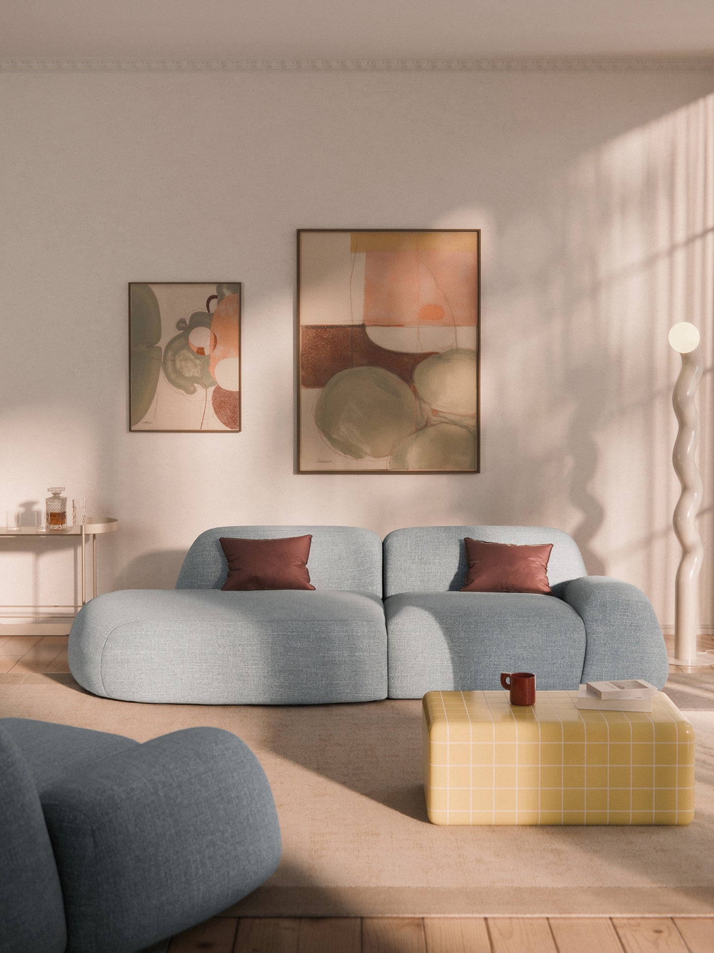 Wolka Modular Bouclé Chaise (3-Seater)