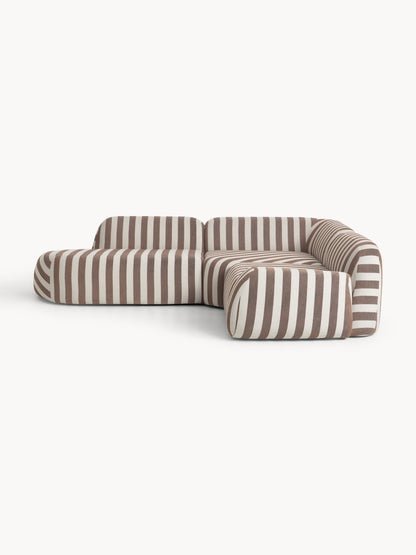 Wolka Modular Striped Corner Sofa (4-Seater) with Chaise Longue