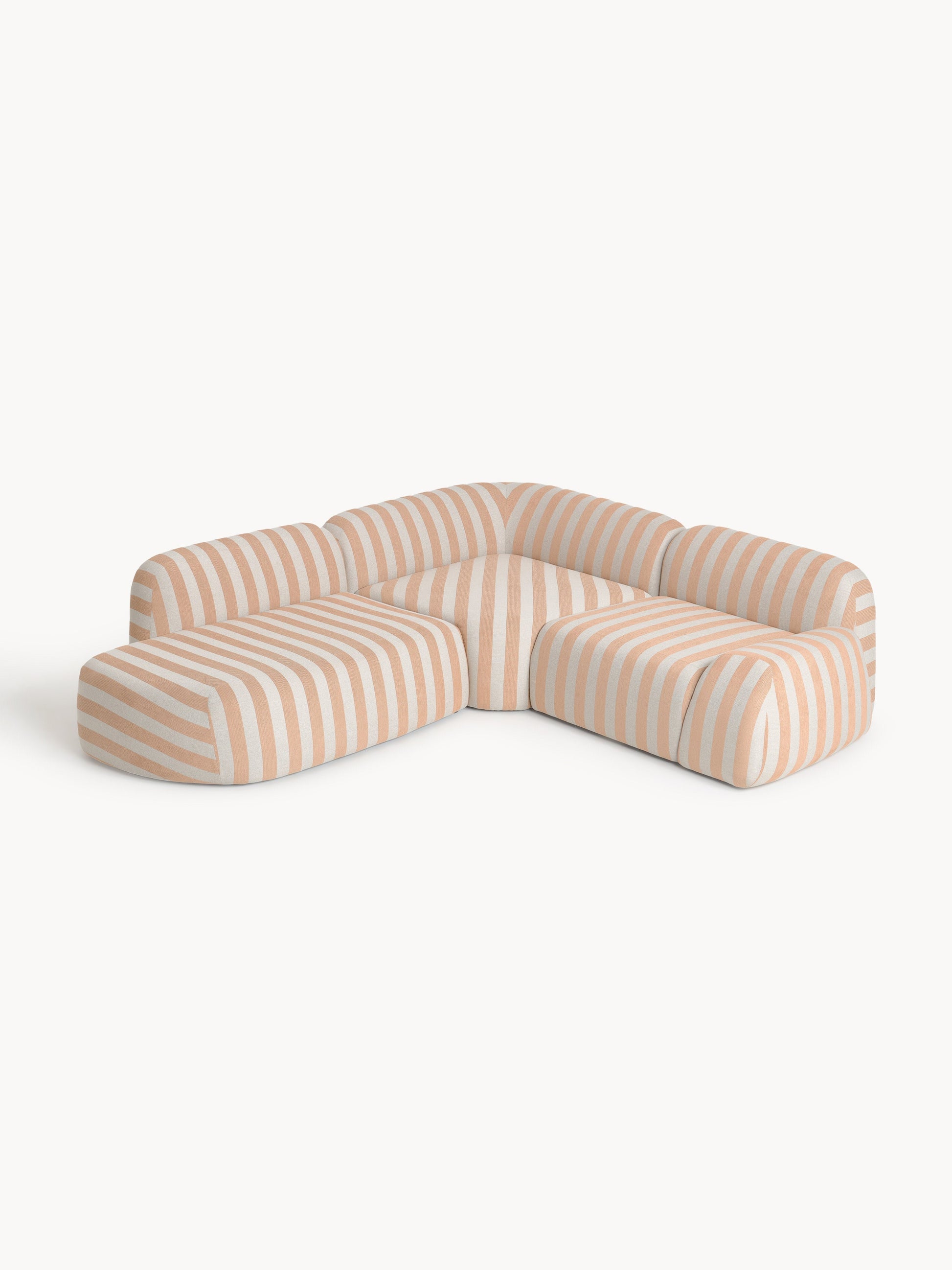 Wolka Modular Striped Corner Sofa (4-Seater) with Chaise Longue