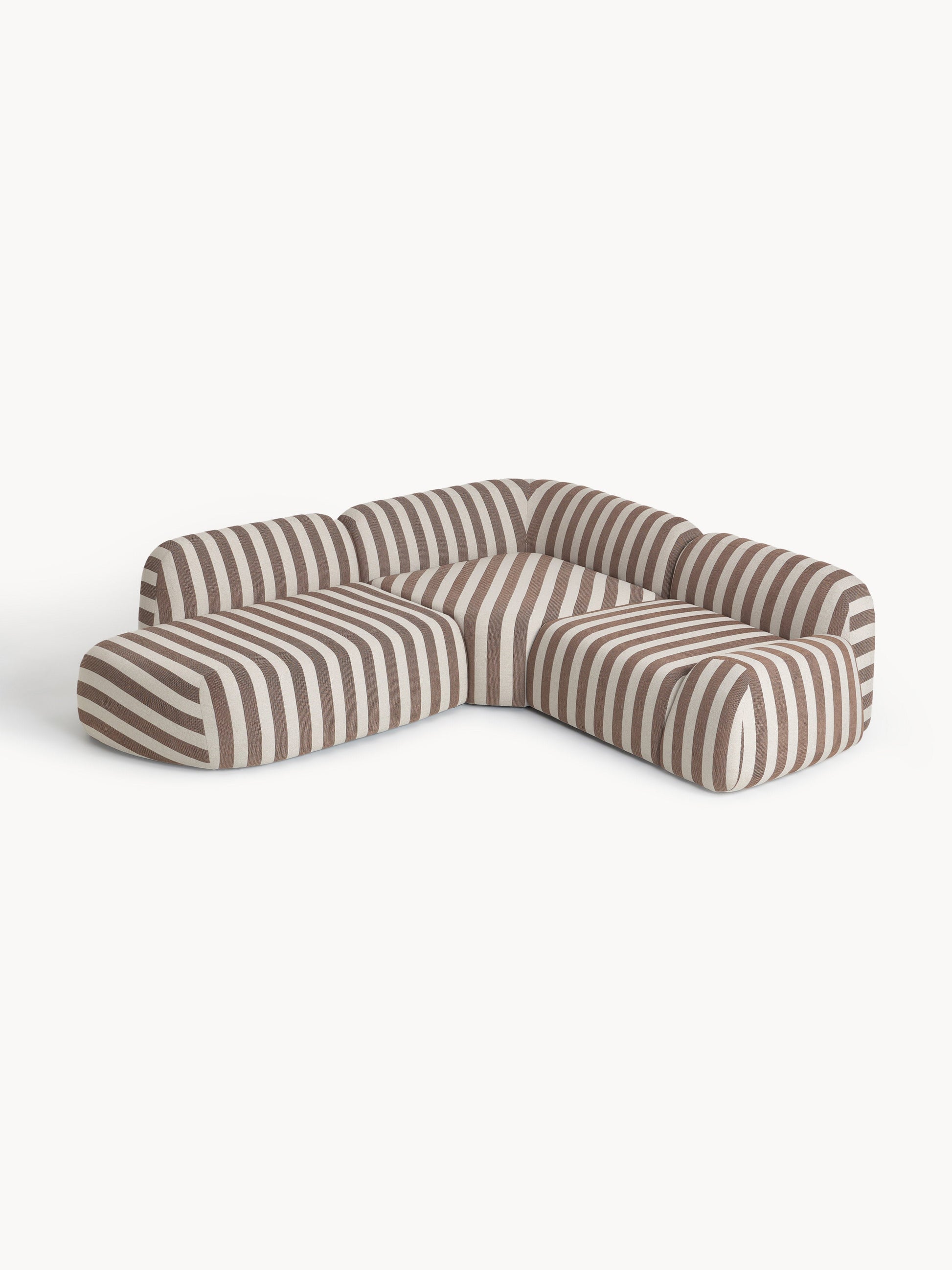Wolka Modular Striped Corner Sofa (4-Seater) with Chaise Longue