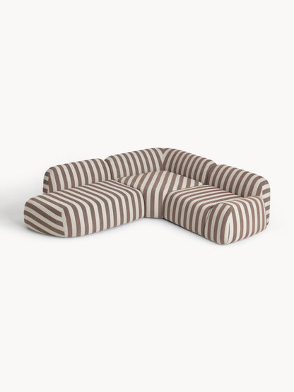 Wolka Modular Striped Corner Sofa (4-Seater) with Chaise Longue