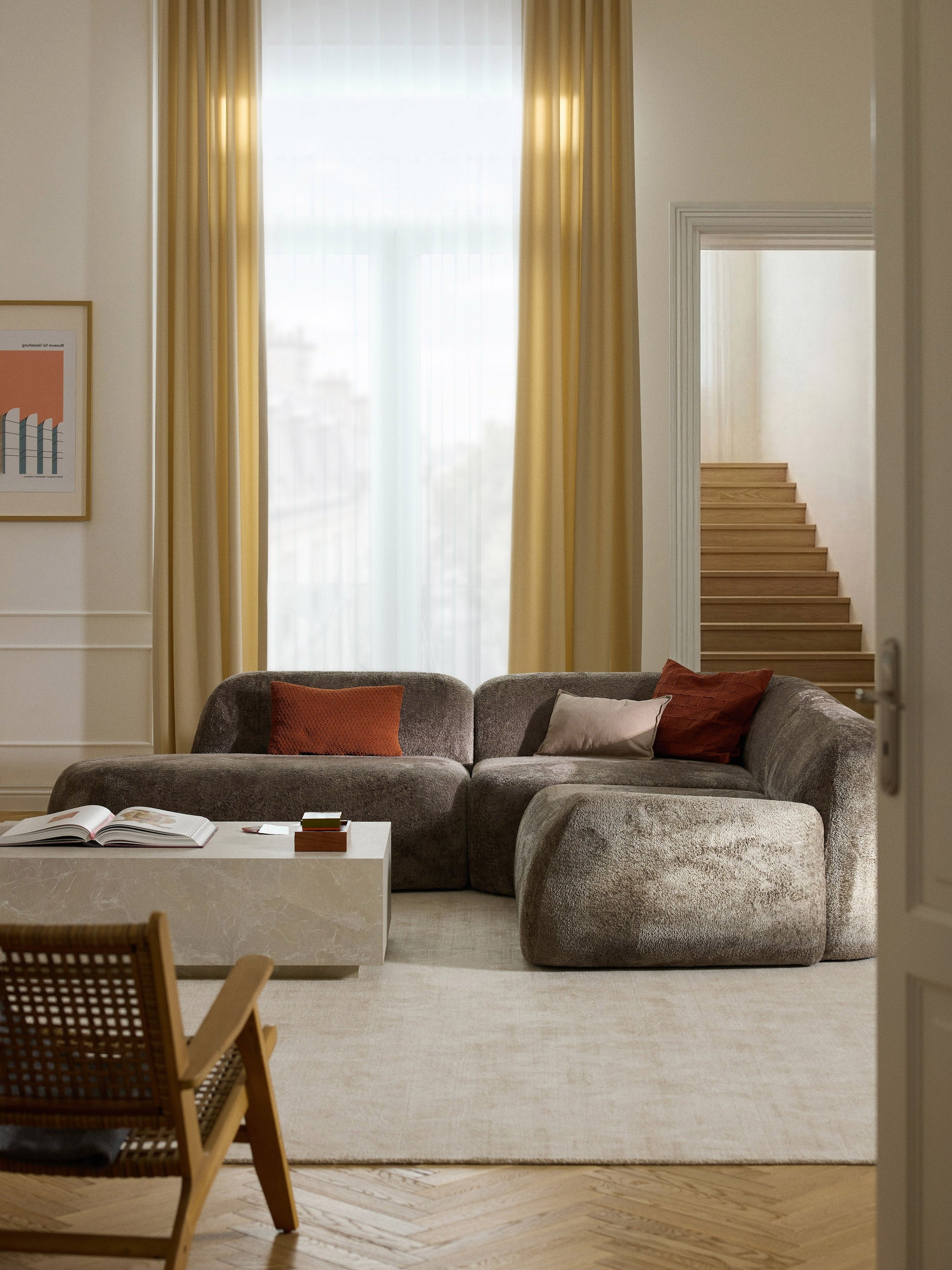 Wolka Modular Teddy Bouclé Corner Sofa (4-Seater) with Chaise Longue