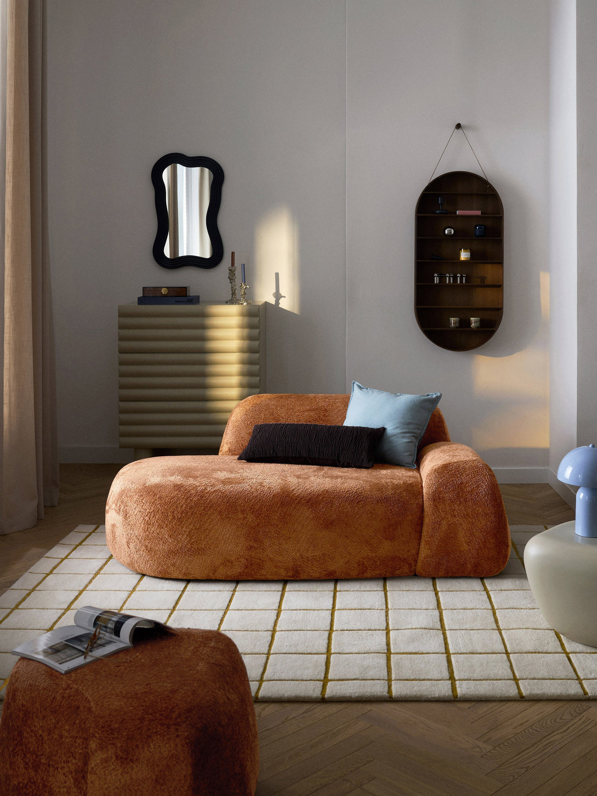 Wolka Teddy Bouclé Sofa (2-Seater) with Chaise Longue