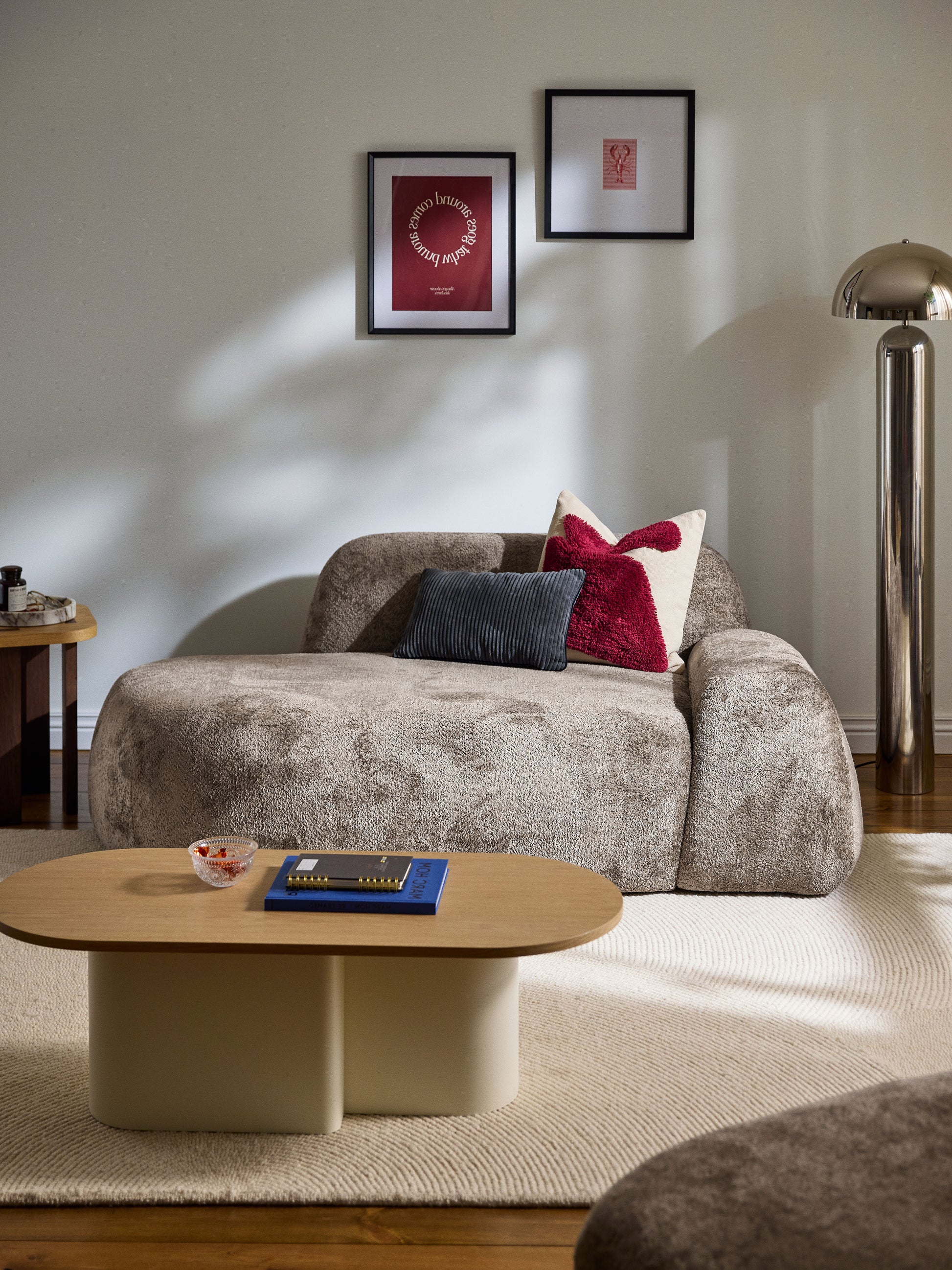 Wolka Teddy Bouclé Sofa (2-Seater) with Chaise Longue
