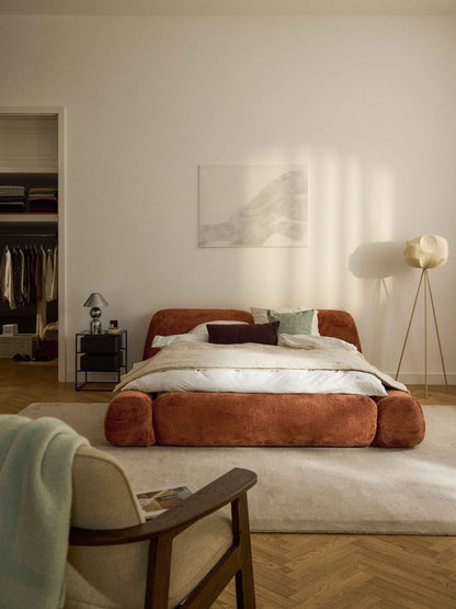 Wolka Upholstered Bed in Teddy Bouclé