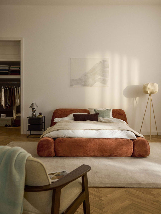 Wolka Upholstered Bed in Teddy Bouclé