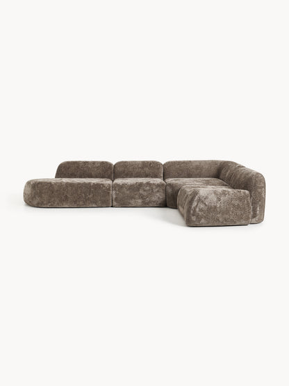 Wolka XL Modular Teddy Bouclé Corner Sofa with Chaise Longue