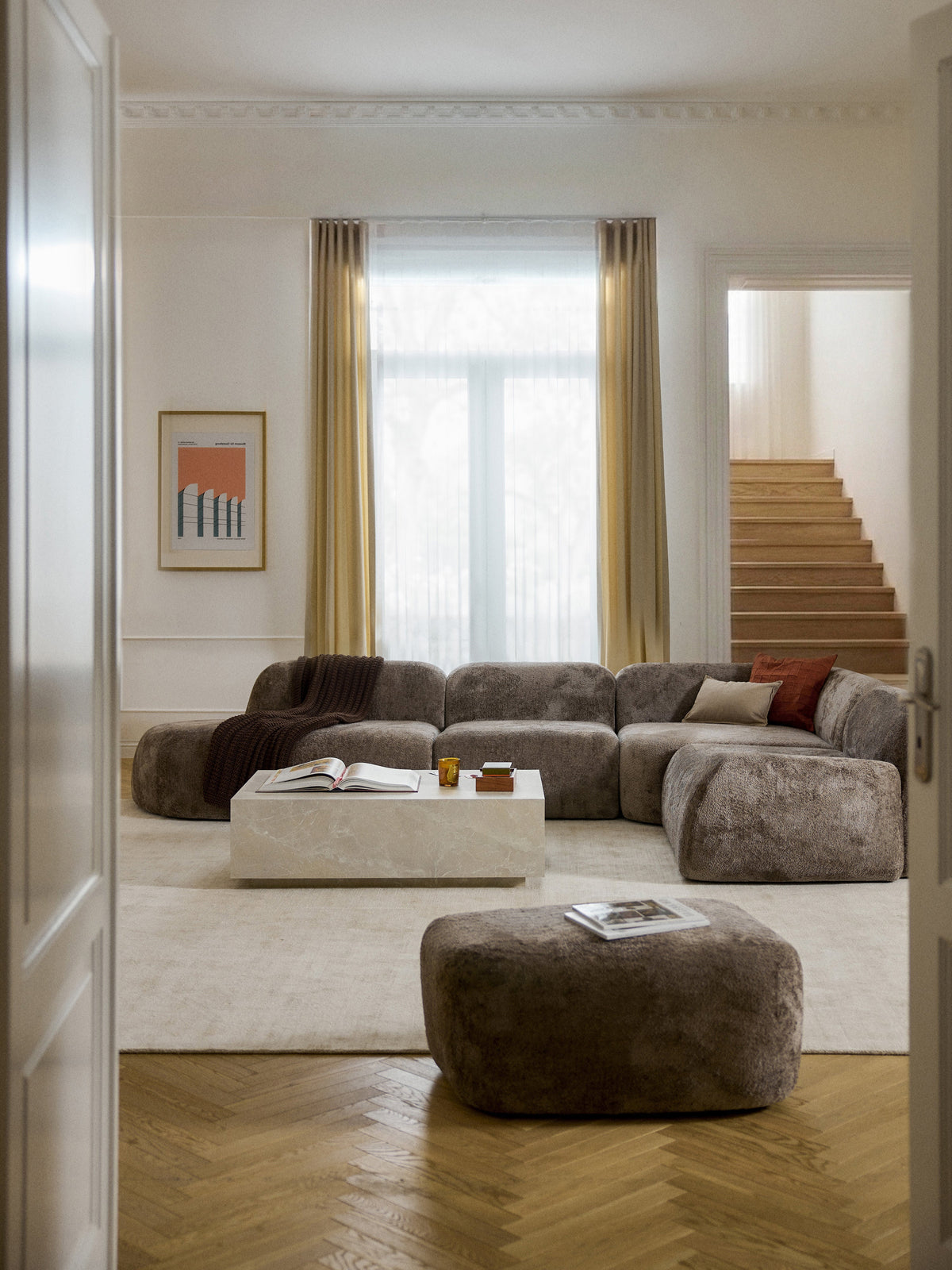 Wolka XL Modular Teddy Bouclé Corner Sofa with Chaise Longue