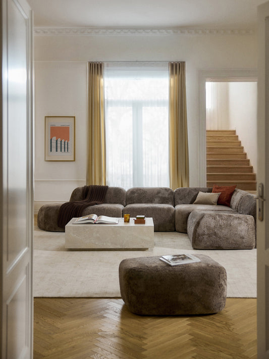 Wolka XL Modular Teddy Bouclé Corner Sofa with Chaise Longue
