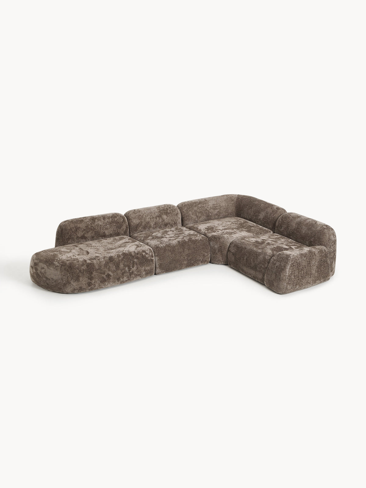 Wolka XL Modular Teddy Bouclé Corner Sofa with Chaise Longue