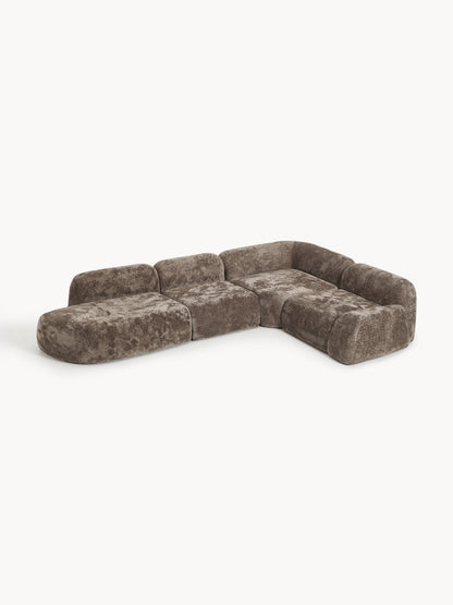 Wolka XL Modular Teddy Bouclé Corner Sofa with Chaise Longue